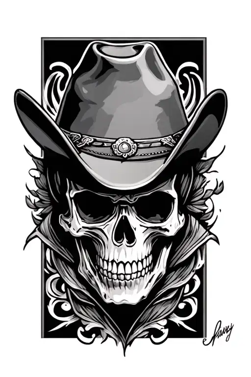 Skull Wearing A Cowboy Hat