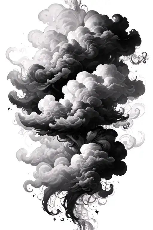 Coverup Clouds And Smoke Tattoo Outlining