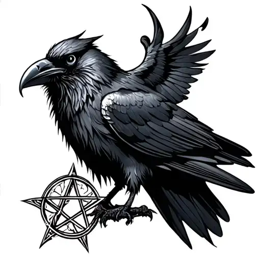 Gothic Raven With Pentagram