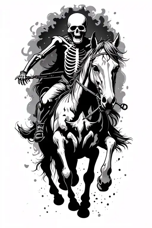 Ghost Rider Skeleton On Horse Going Downhill