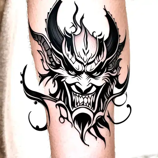 Oni Mask On Forearm