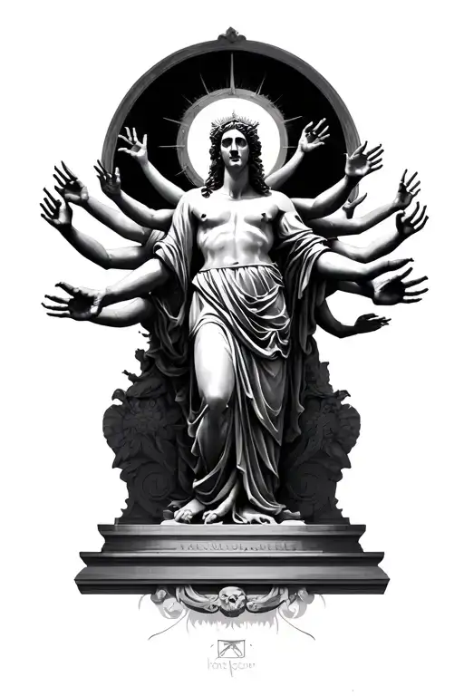 Statue With 12 Arms Wide Open