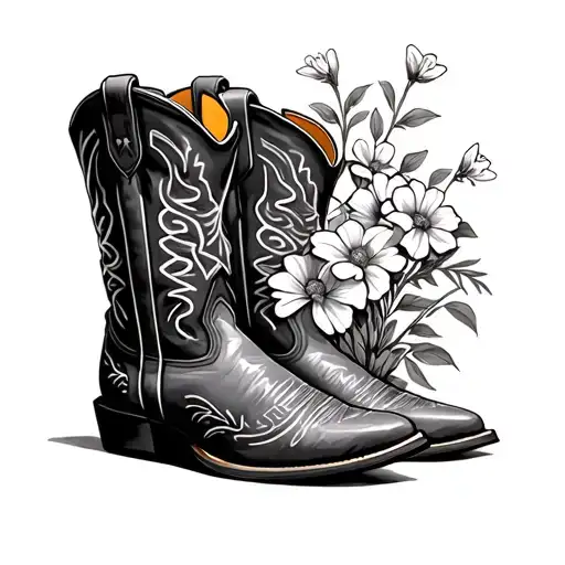 Ed Revovery With A Cowboy Boots And Flowers Growing