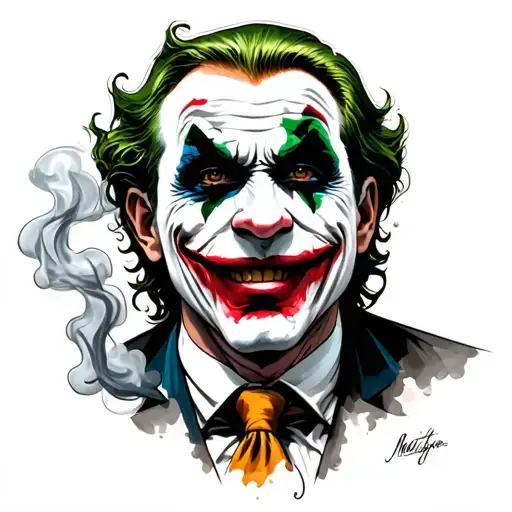 Joker With Smoke And News Acrtcike From His Hand
