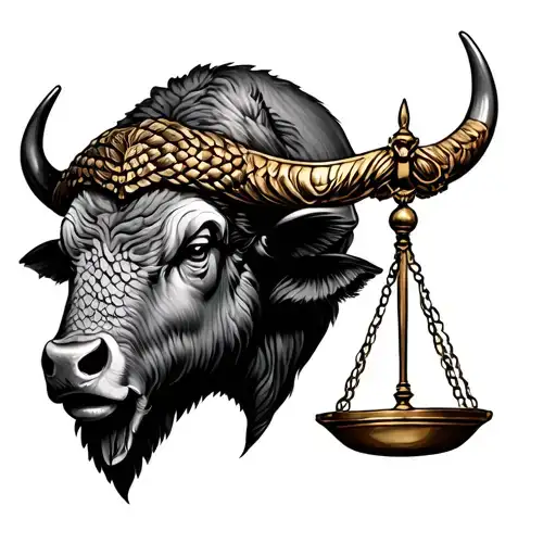 Scales Of Justice And Buffalo Head
