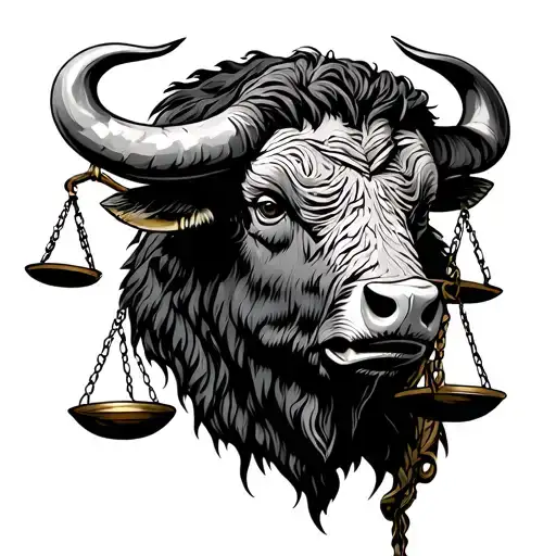 Scales Of Justice And Buffalo Head Surrounded