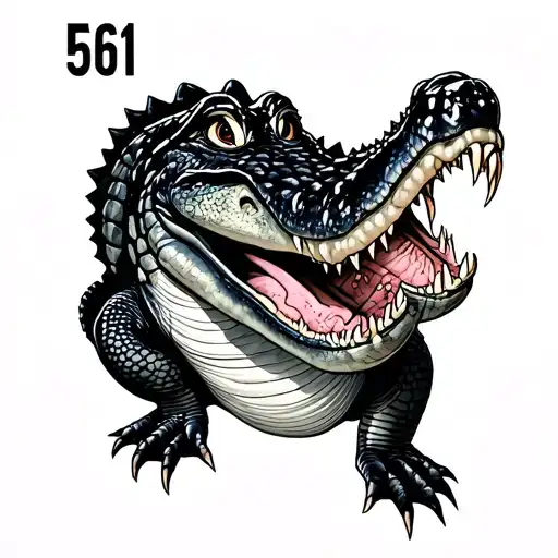Arm Tattoo A Alligator Eating The Number 561