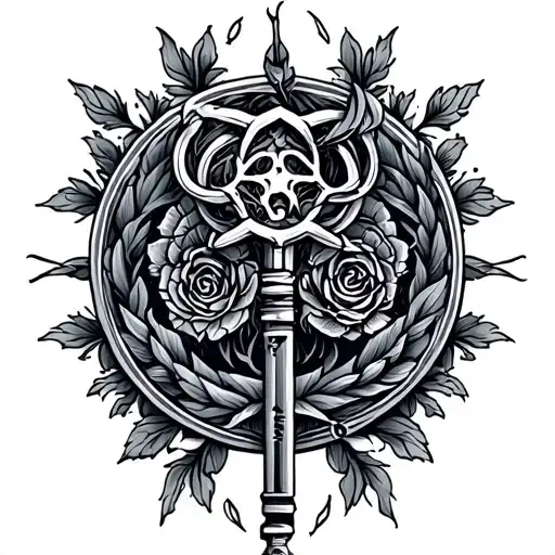 Athiest And Key Of Life Tattoo Design Featuring