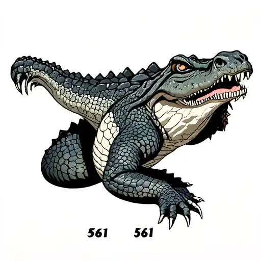 Arm Tattoo A Alligator Eating The Number 561