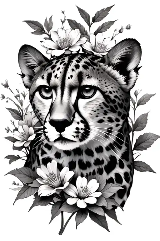 Cheeta Surrounded Flowers