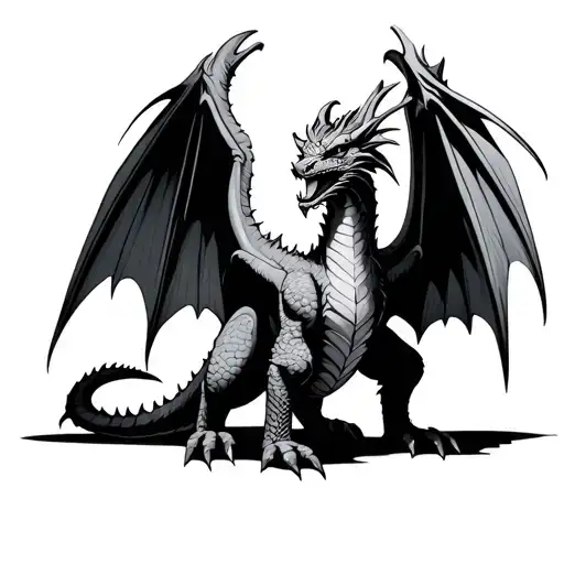 Western Dragon With Wings Spread