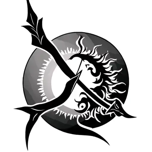 Karna Bow And Arrow With The Sun Rising Sun