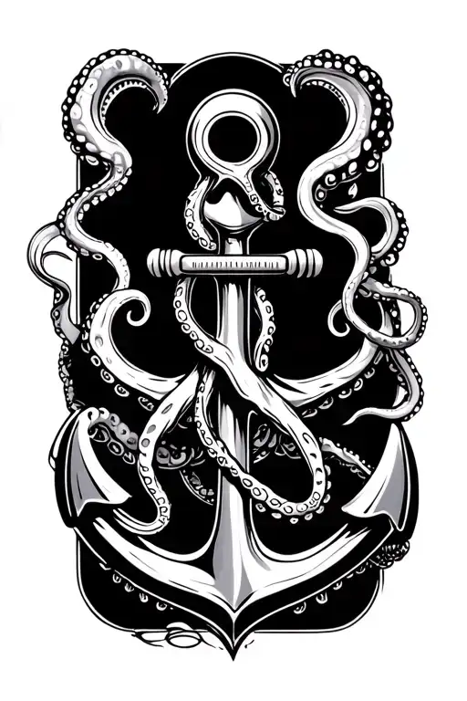Anchor With Octopus Tails Twist Together