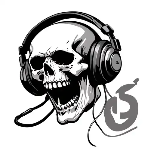 Screaming Skull Wearing Headphones