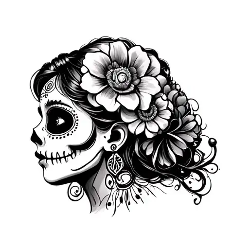 Day Of The Dead Girl Face Gypsy Girl Side Profile