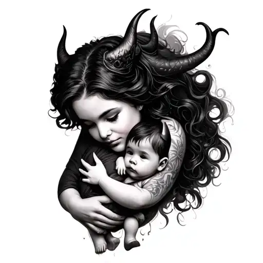 Lady Holding A Baby Devil