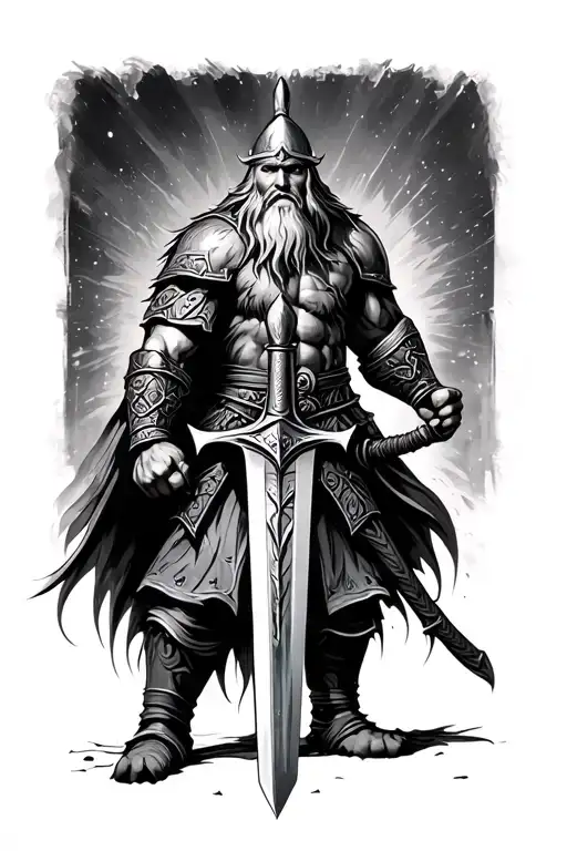 Viking Warrior Wielding A Sword