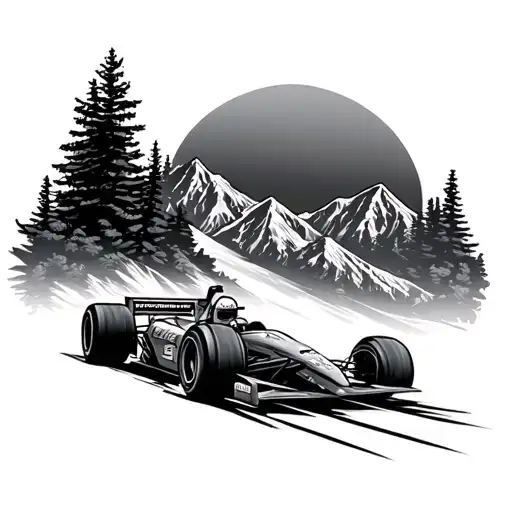 Mountains Sun Formula Car