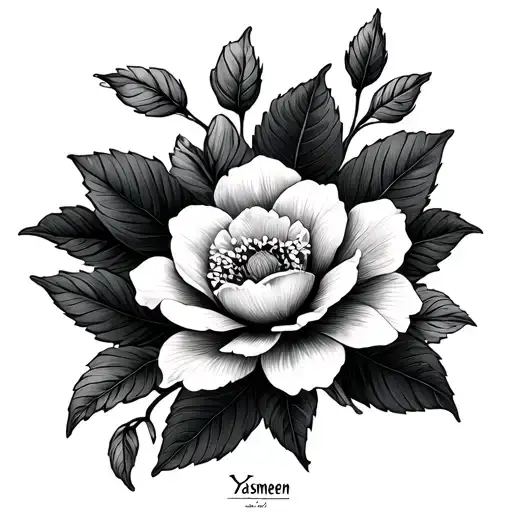 Yasmeen Written In Arabic With Jasmine Flower