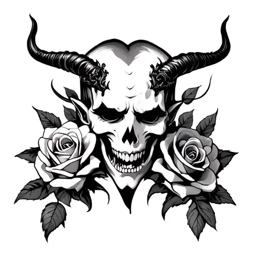 Black And White Devil With Roses