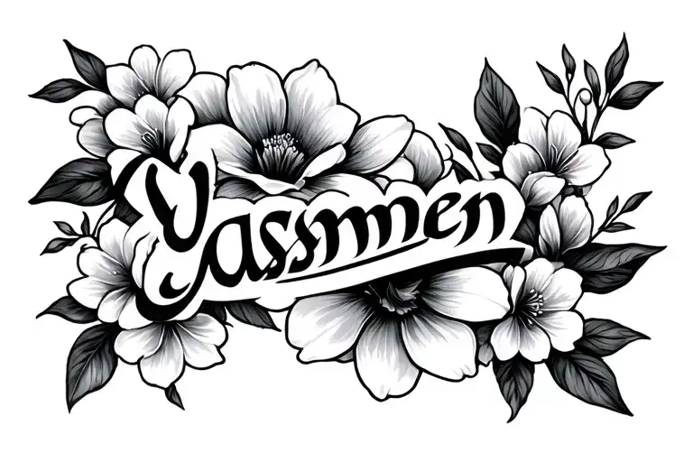 Yasmeen Written In Arabic With Jasmine Lettering Flower