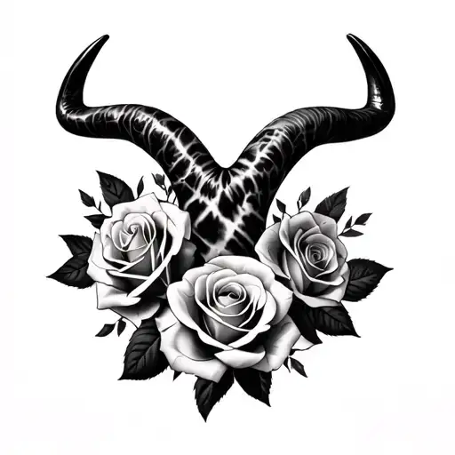 Black And White Tie Dye Demo But No Horns With Roses Intertwined