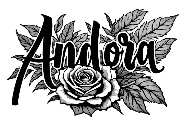 Name Written Andora With Rose Intertwined