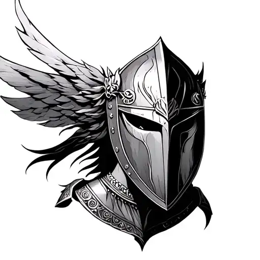 Goddess Of War With Helmet And Shield