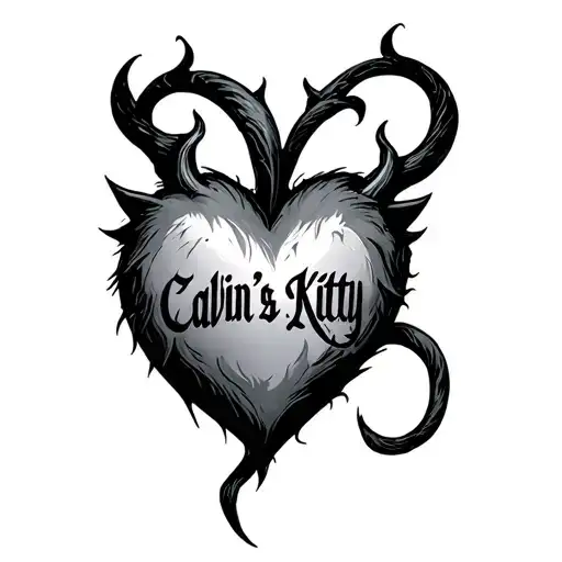 A Heart With A Devil's Tail That Says Calvin's Kitty