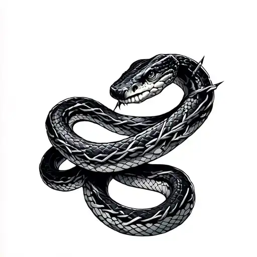 Snake With Barbed Wire Wrapped