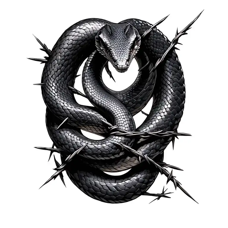 Snake With Barbed Wire Wrapped