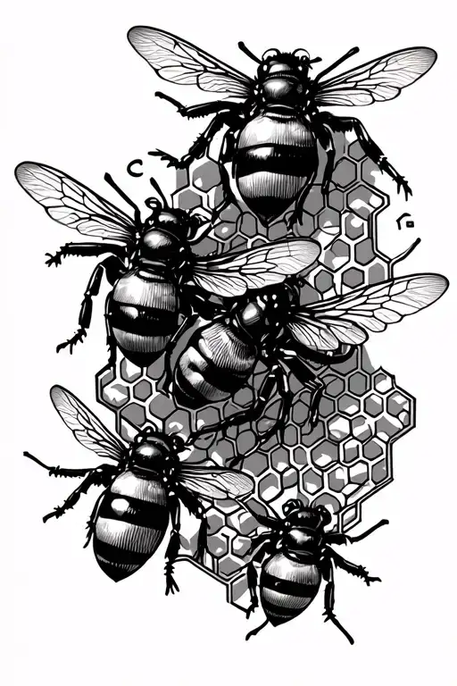Honeycomb With Bees In Steampunk Inspired