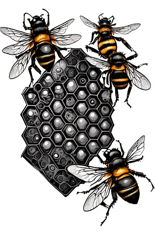 Honeycomb With Bees In Steampunk Inspired