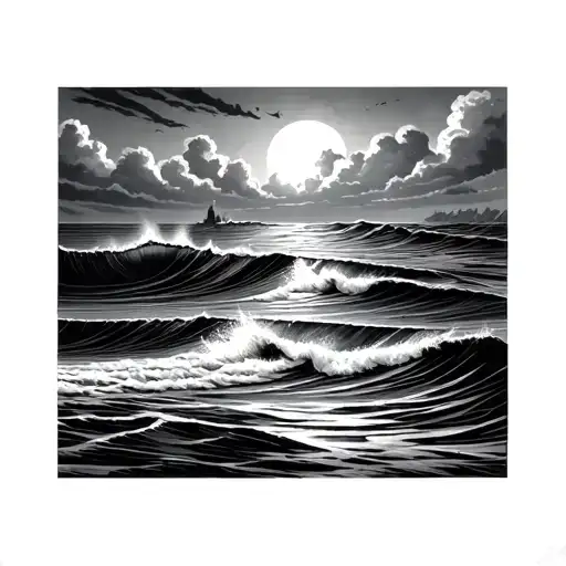 Waves Breaking Onto Shorline But Shore Line Is Lawrence