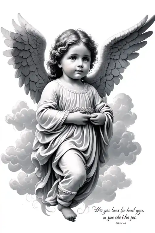 Baby Angel With Scripture Verse And Clouds