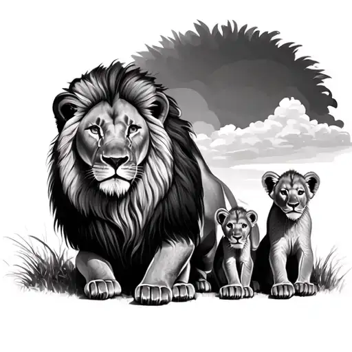 Lion With Cubs