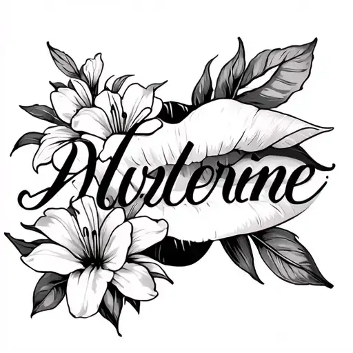 Slim Name Written And Lilly Flowered With A Kiss Mark