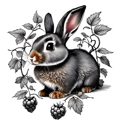 A Bunny With A Raspberry Vines