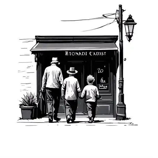 Grandad And Grandson Walking In Camden