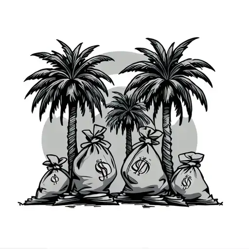 Lynwood California Palm Trees Money Money Bags West Coast Tattoo idea