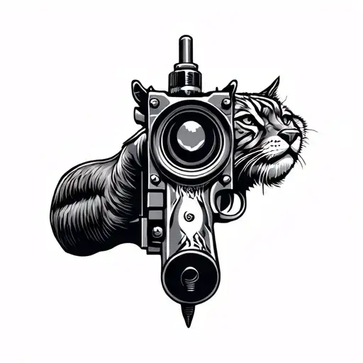 Gun Looking Down The Barrel And There's A Animal Looking Down The Scope