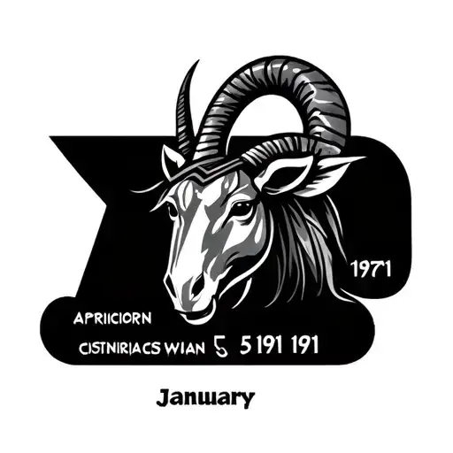 Capricorn Sleeve With Tribal And Drum Elements And The Date January 5 1971