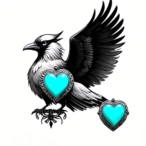 Thunderbird With Turquoise Heart Shaped Locket