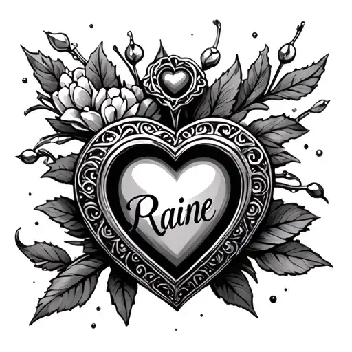 The Name Raine With A Heart Shaped Locket