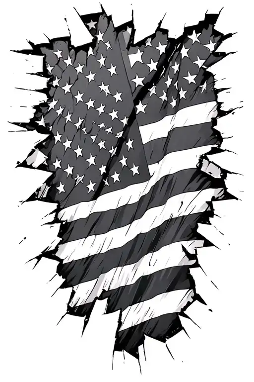 American Flag Shattered Like