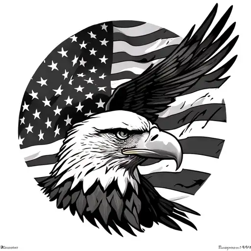 Bald Eagle And American Flag