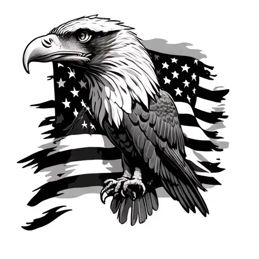 Bald Eagle And American Flag