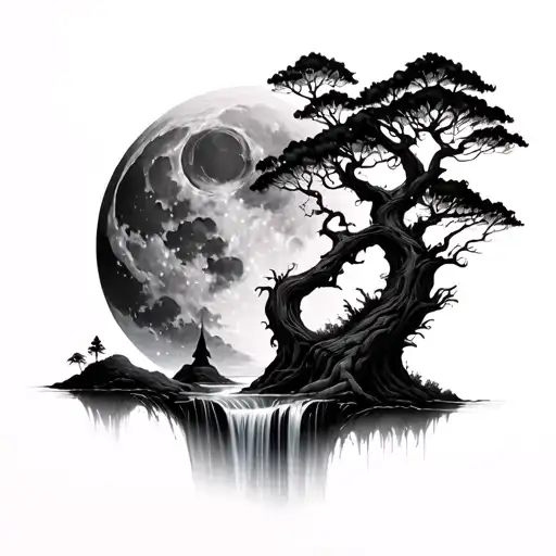 Waterfall Moon Tree Growing