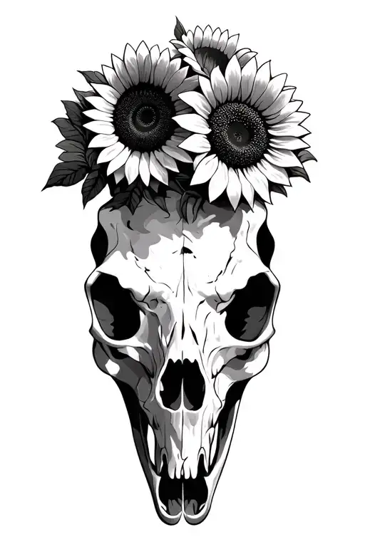 Cow Skull And Sunflowers