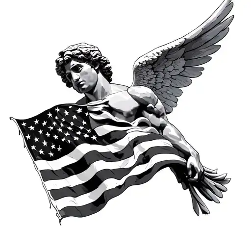 Archangel Michael With Usa Flag